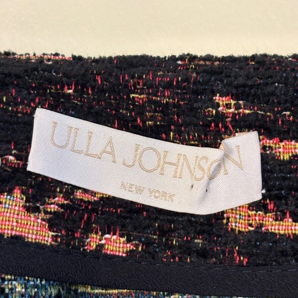 ULLA‎ JOHNSON Elise Flounce Hem Mini Skirt Onyx Black Women Size 6 Casual Party